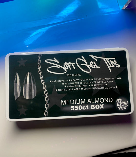 “MEDIUM ALMOND” 550ct Gel Tips