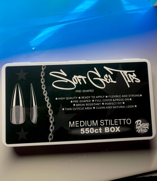 “MEDIUM STILETTO” 550ct Gel Tips